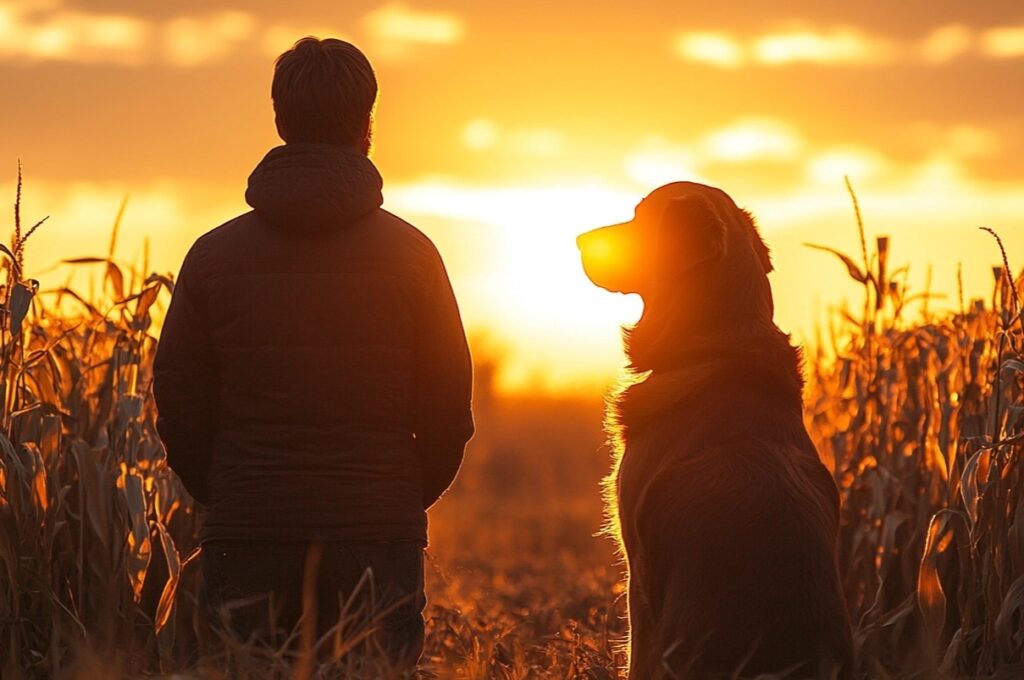 Hund mit seinem Herrchen