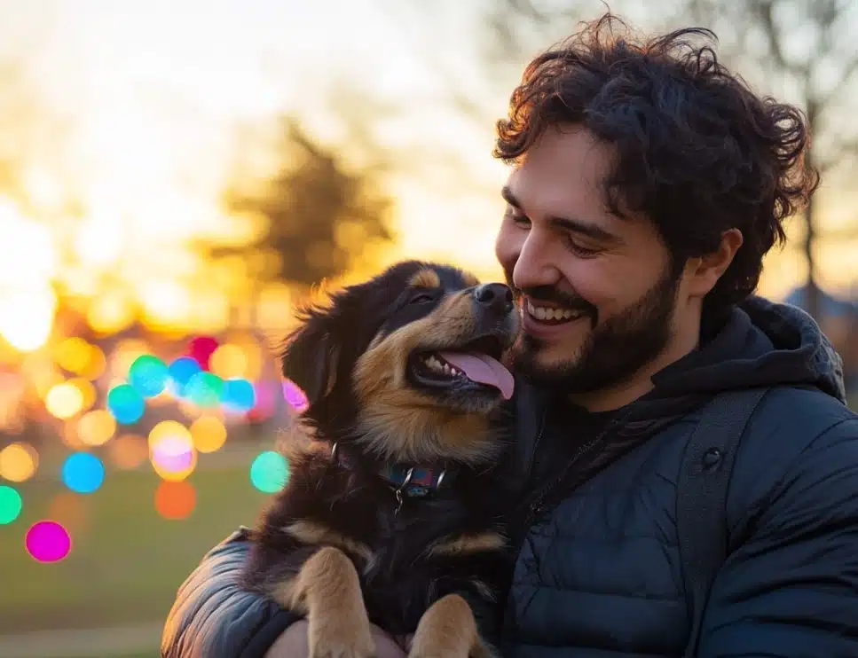 hund leckt gesicht ab